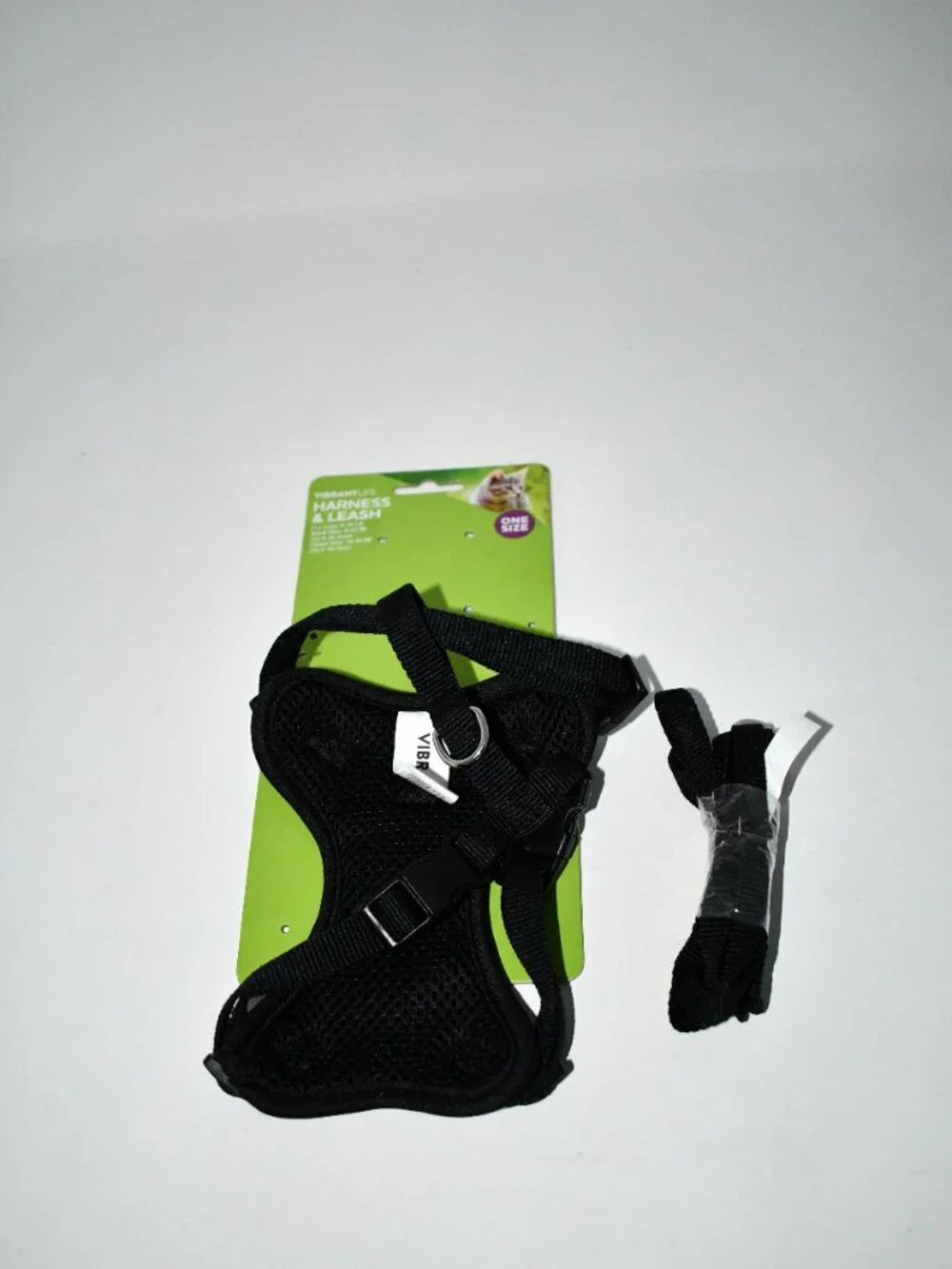 Vibrant Life Cat Harness & Leash Set Black Adjustable 8-15 lbs NWT